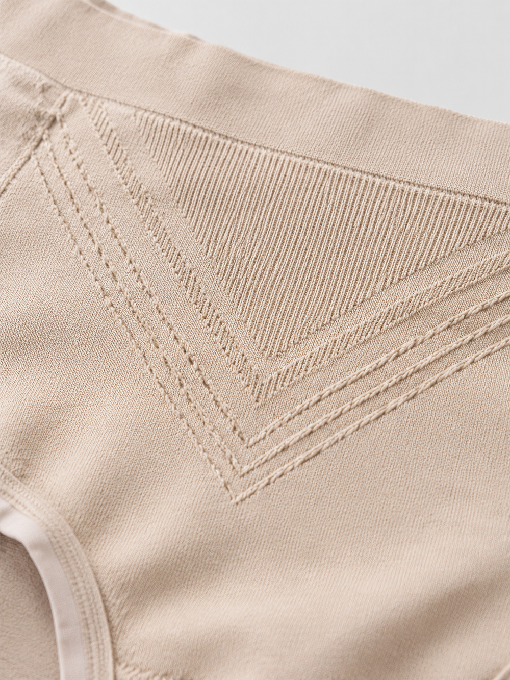 High Rise Knit Briefs with Silk Gusset in Beige Nude