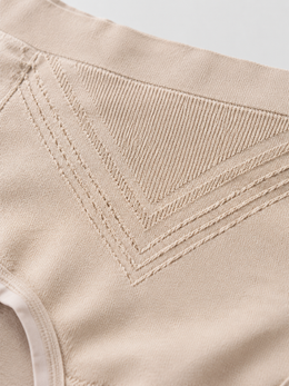 High Rise Knit Briefs with Silk Gusset in Beige Nude