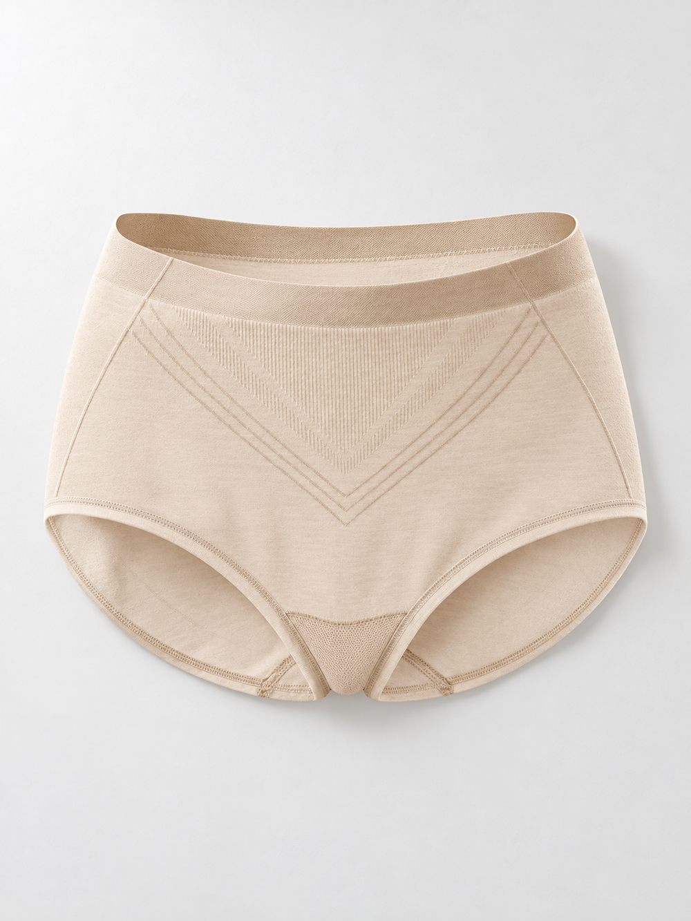 High Rise Knit Briefs with Silk Gusset in Beige Nude