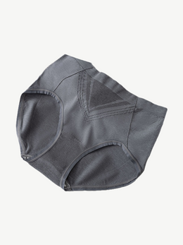 High Rise Knit Briefs with Silk Gusset in Dark Gray