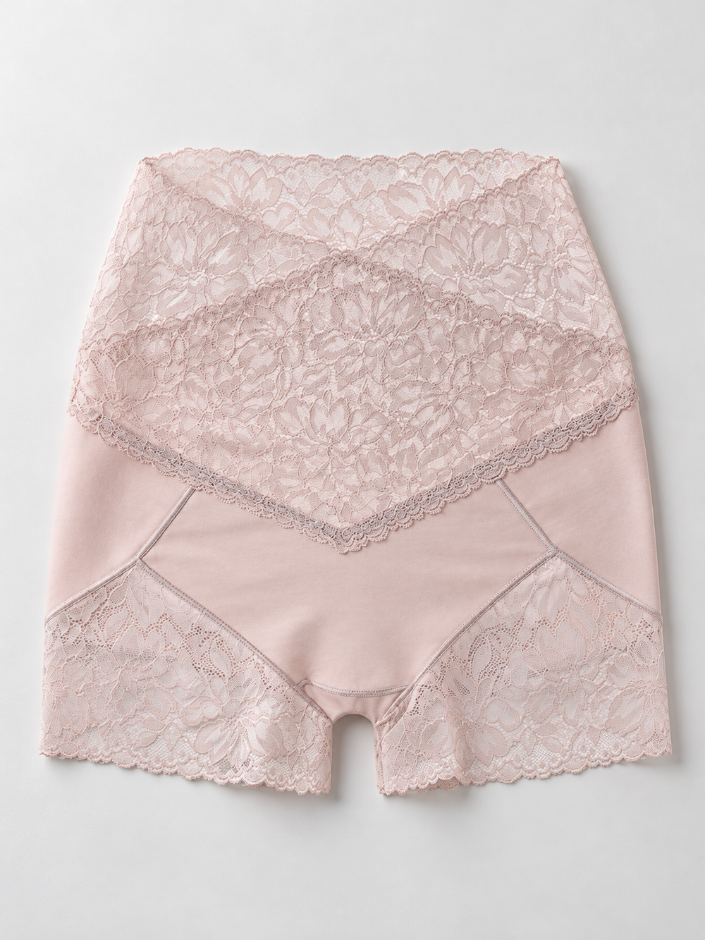High Rise Lace Boyshorts with Silk Lining in Dusty Pink
