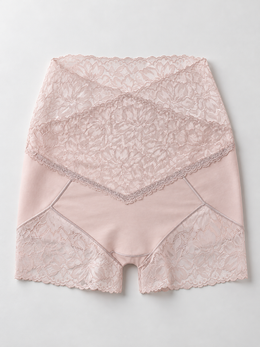 High Rise Lace Boyshorts with Silk Lining in Dusty Pink