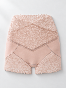 High Rise Lace Boyshorts with Silk Lining in Nude