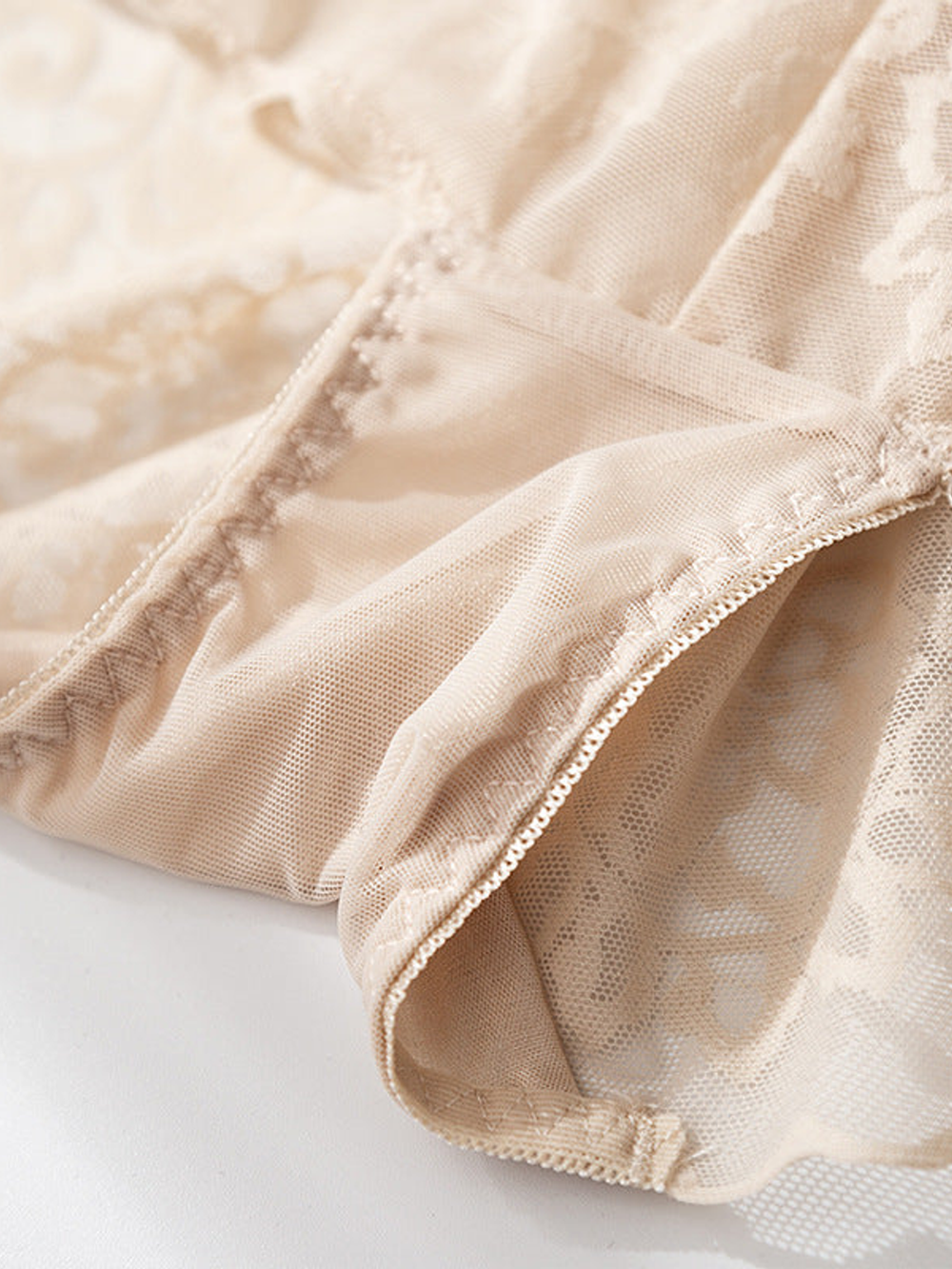 High Rise Silk and Lace Briefs in Nude