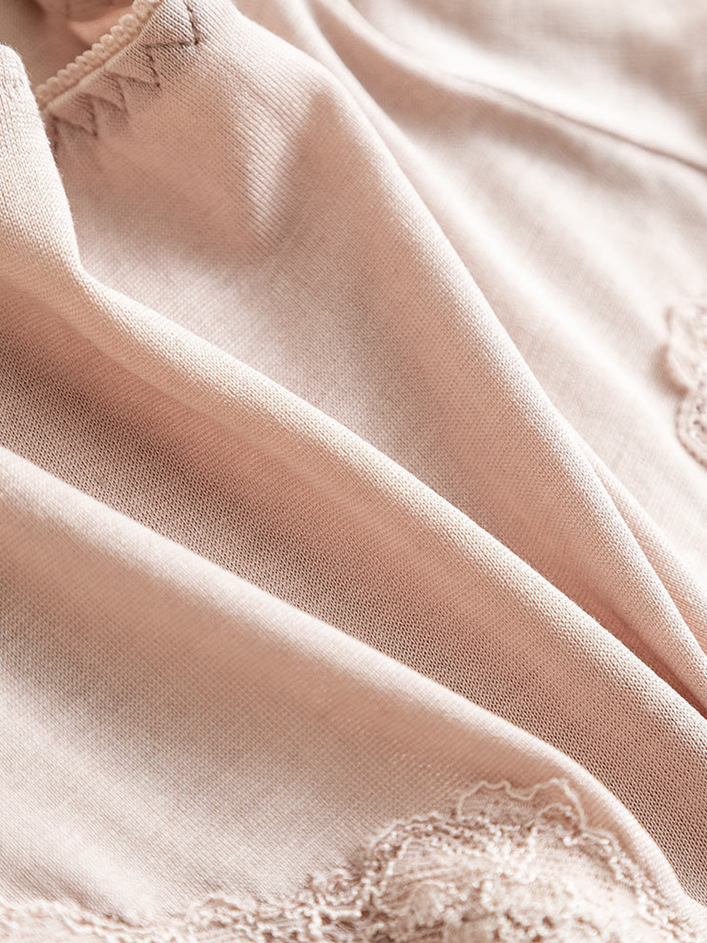 High Rise Silk Briefs with Scalloped Lace in Rose Mauve