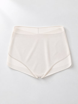 High Rise Smooth Briefs with Silk Gusset in Cream