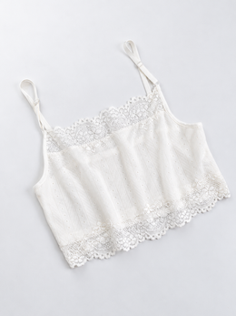 Lace Longline Silk Cami in White