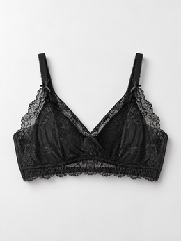 Lace Wirefree Bra with Silk Cup Lining in Black