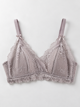 Lace Wirefree Bra with Silk Cup Lining in Gray