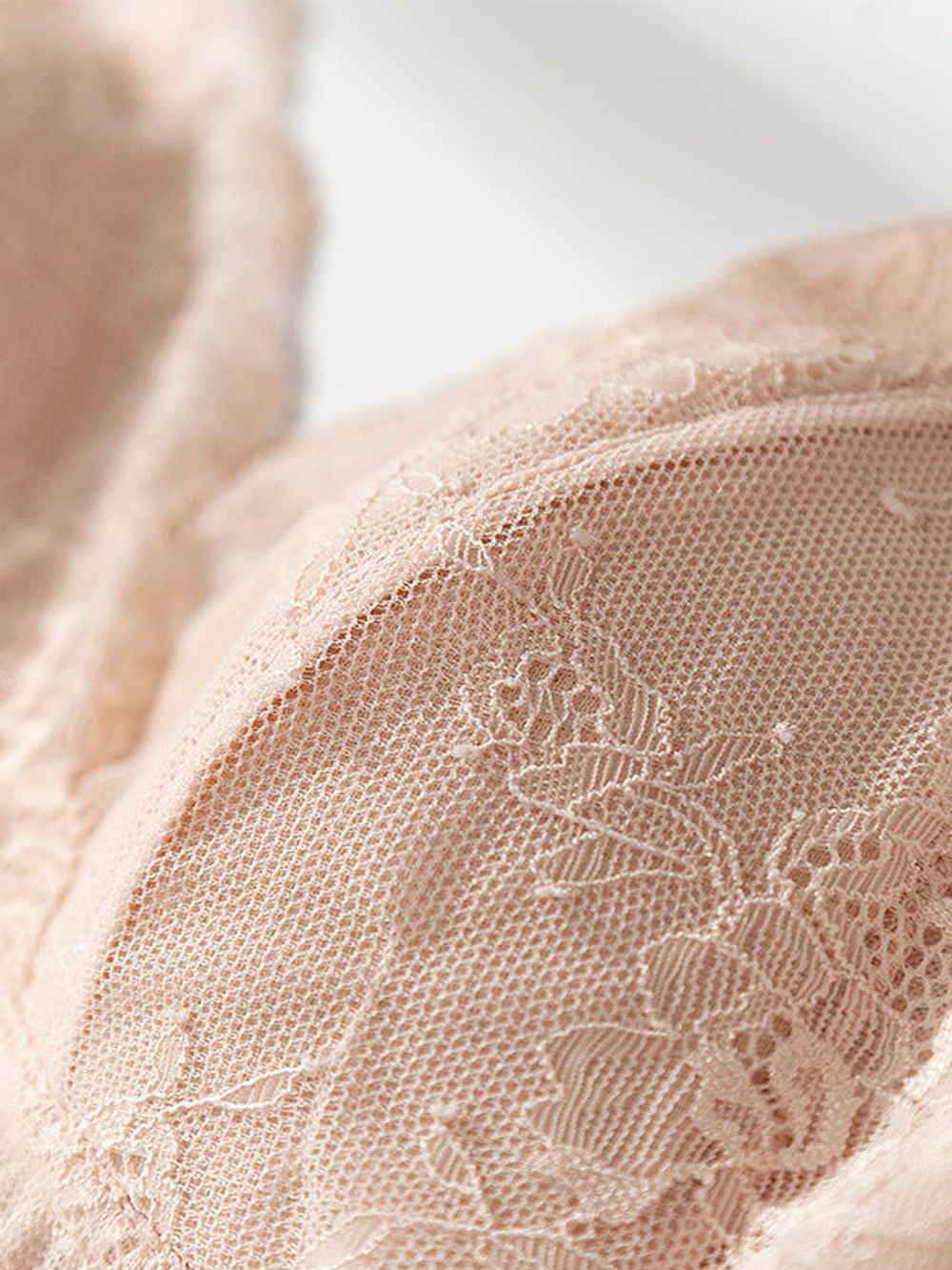 Lace Wirefree Bra with Silk Cup Lining in Peach Nude