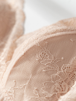 Lace Wirefree Bra with Silk Cup Lining in Peach Nude