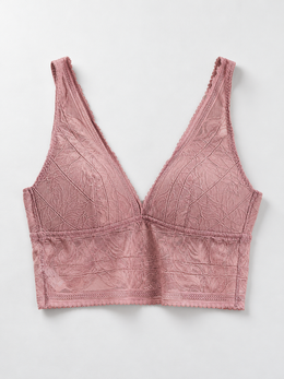 Longline Lace Bralette with Silk Lining in Magenta