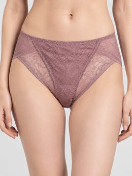 Low Rise Lace Panel Silk Briefs in Magenta