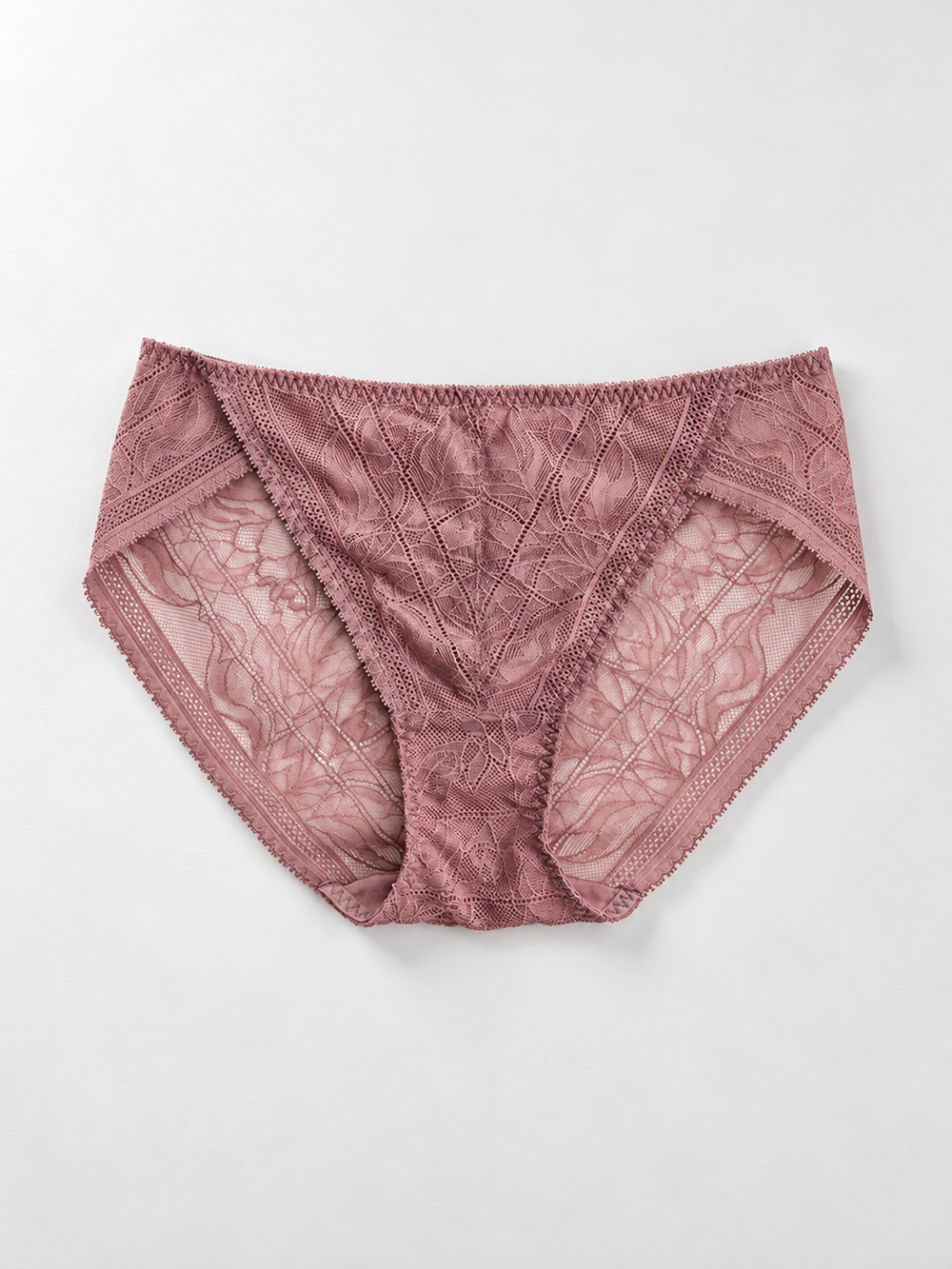 Low Rise Lace Panel Silk Briefs in Magenta