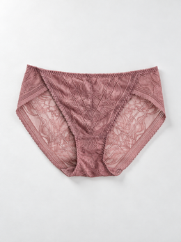 Low Rise Lace Panel Silk Briefs in Magenta