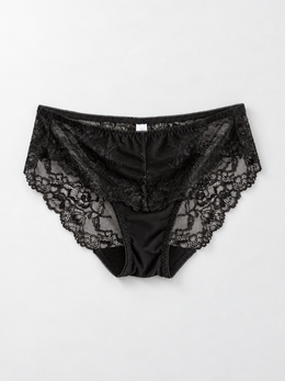 Low Rise Silk Briefs with Lace Back in Black