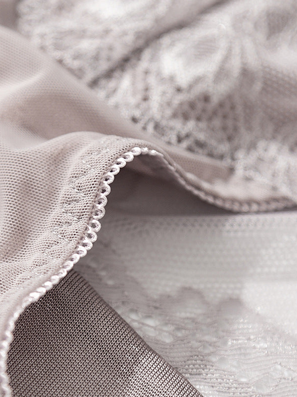 Low Rise Silk Briefs with Lace Back in Gray
