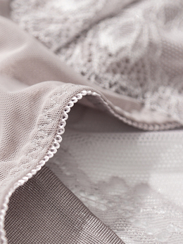 Low Rise Silk Briefs with Lace Back in Gray