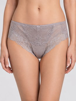 Low Rise Silk Briefs with Lace Back in Gray