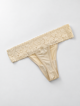 Low Rise Silk Lace Thong in Nude