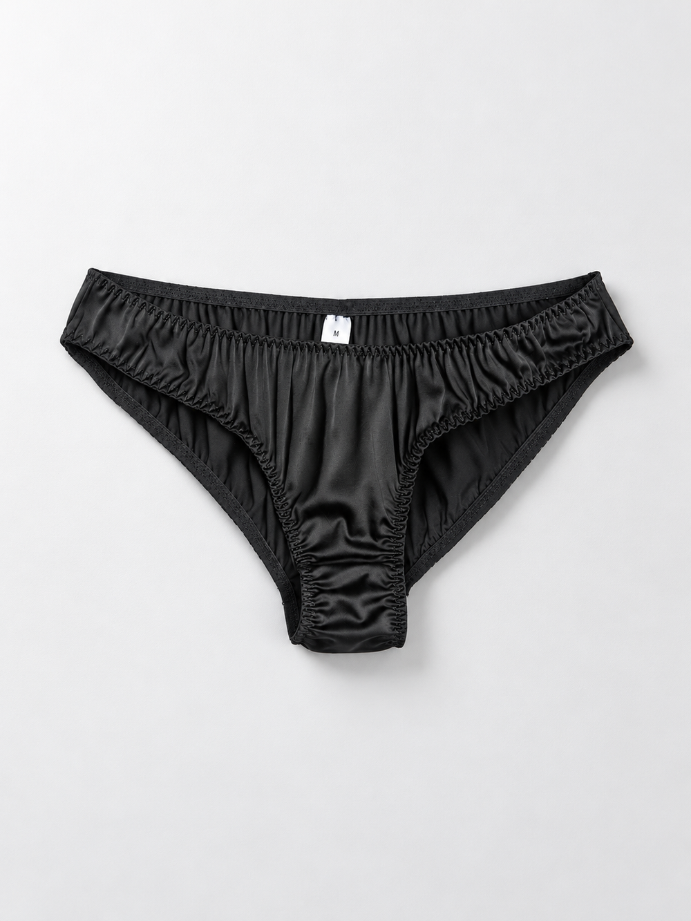 Low Rise Stretch Silk Thong in Black