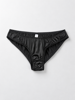 Low Rise Stretch Silk Thong in Black