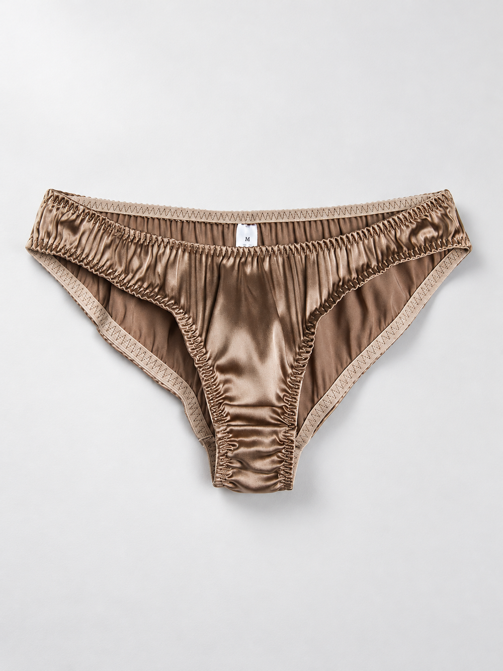 Low Rise Stretch Silk Thong in Khaki