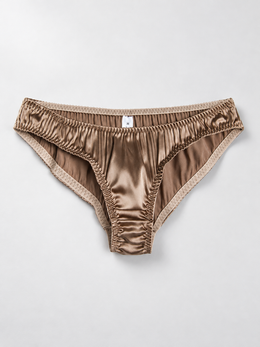 Low Rise Stretch Silk Thong in Khaki