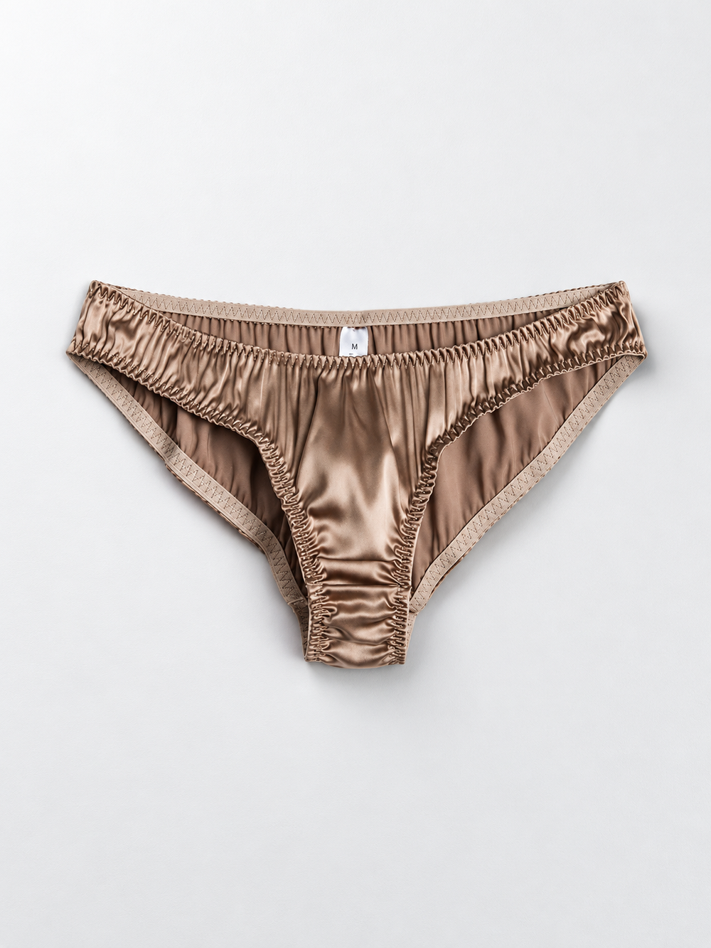 Low Rise Stretch Silk Thong in Khaki