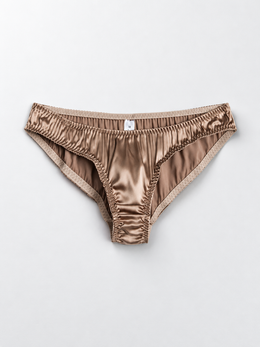 Low Rise Stretch Silk Thong in Khaki