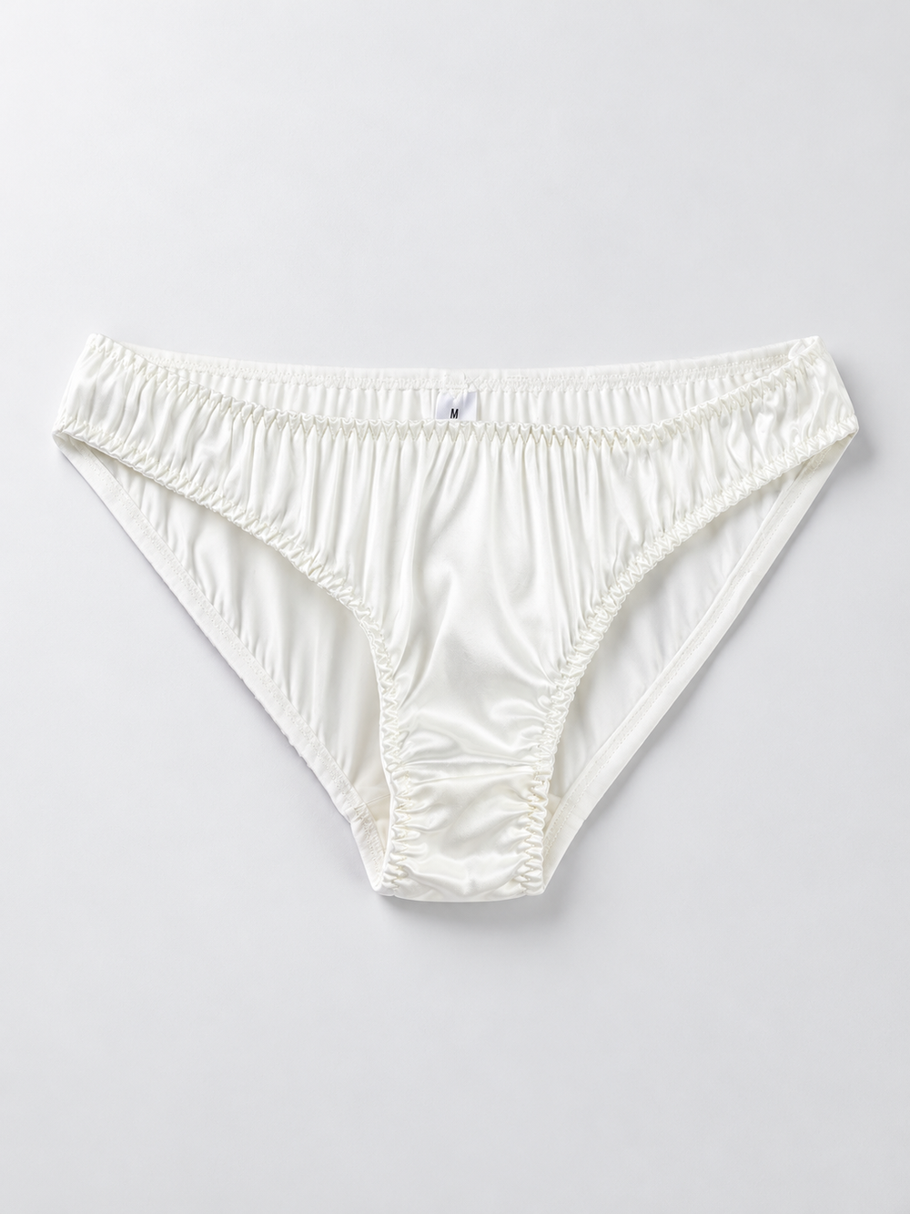 Low Rise Stretch Silk Thong in White