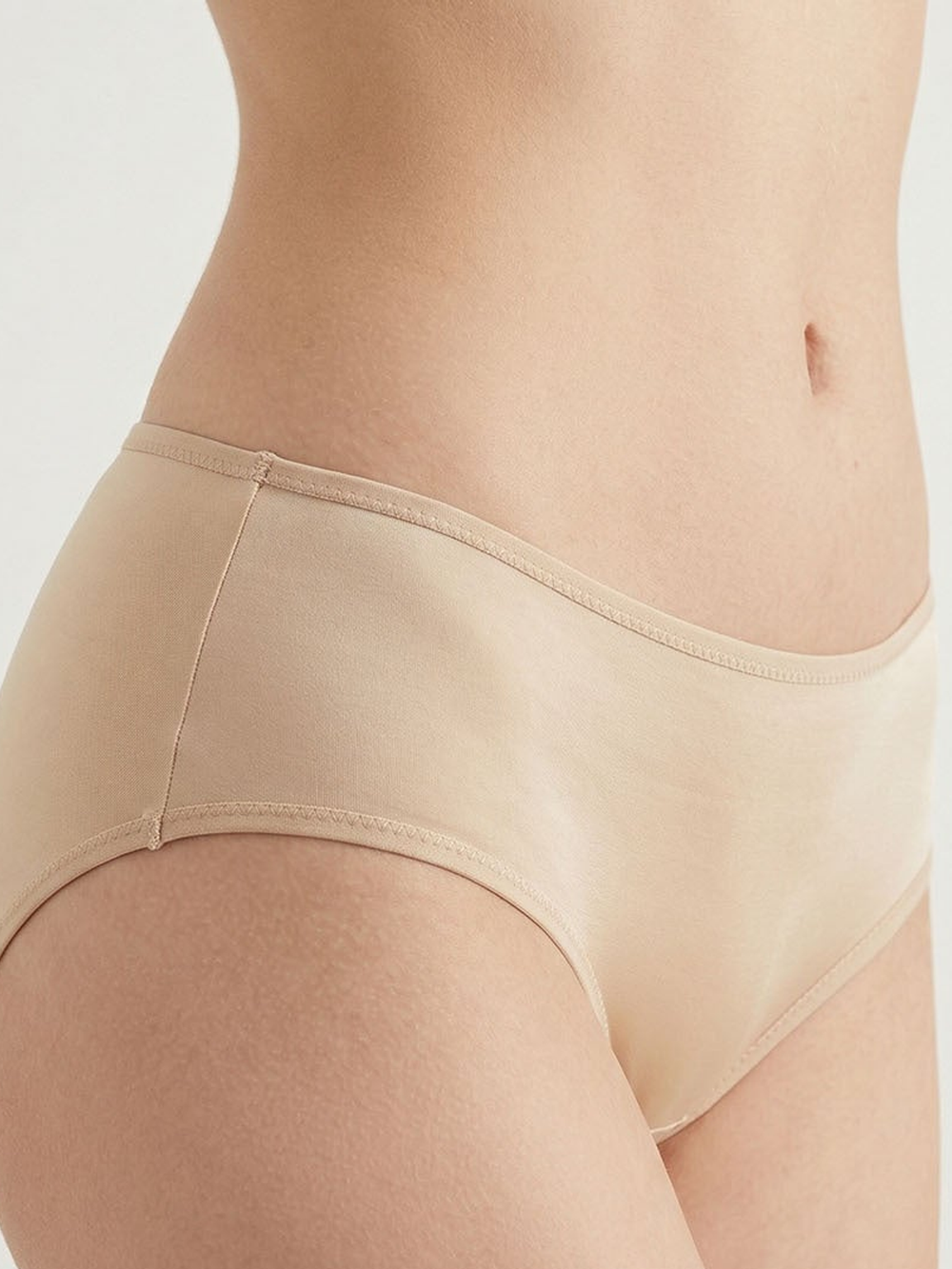 Mid Rise Silk Knit Briefs in Nude