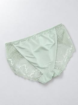 Mid Rise Silk Lace Briefs in Light Green