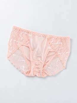 Mid Rise Silk Lace Briefs in Light Pink