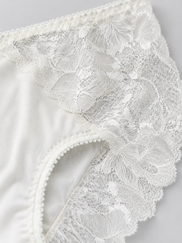 Mid Rise Silk Lace Briefs in White