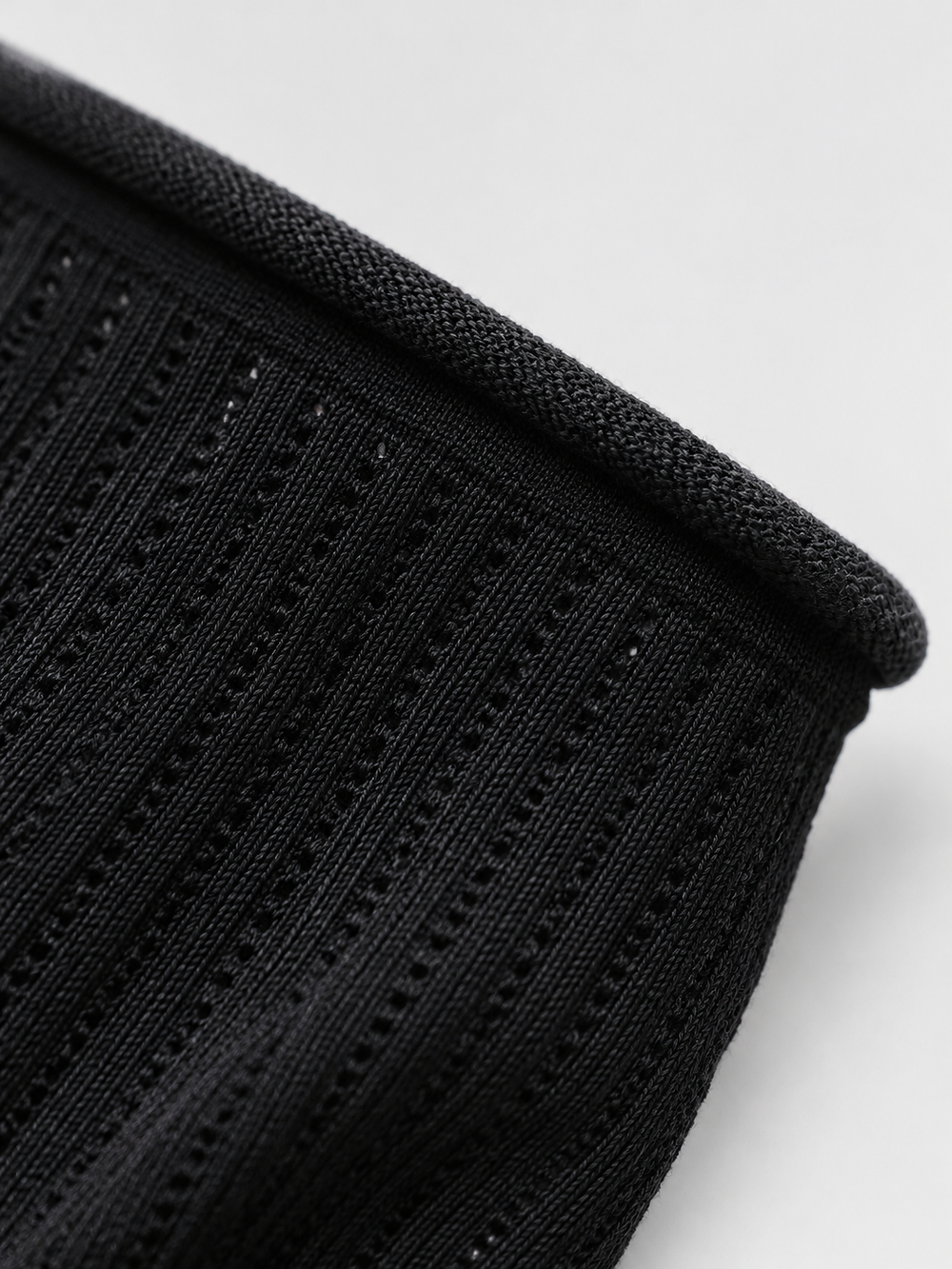 Ribbed Crew Socks with Rolled Cuffs in Black