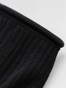 Ribbed Crew Socks with Rolled Cuffs in Black