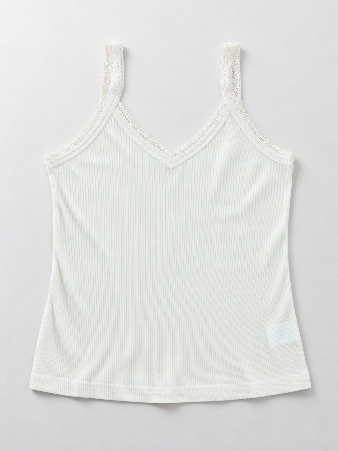 Ribbed Lyocell Silk Lace Tank in White