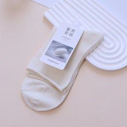 Rolled Cuff Crew Socks - White