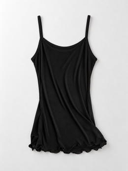 Round Neck Silk Knit Camisole in Black