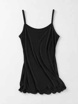 Round Neck Silk Knit Camisole in Black