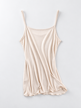 Round Neck Silk Knit Camisole in Nude