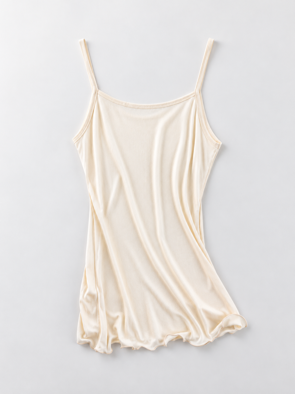 Round Neck Silk Knit Camisole in Peach Nude