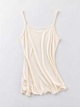 Round Neck Silk Knit Camisole in Peach Nude