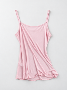 Round Neck Silk Knit Camisole in Pink
