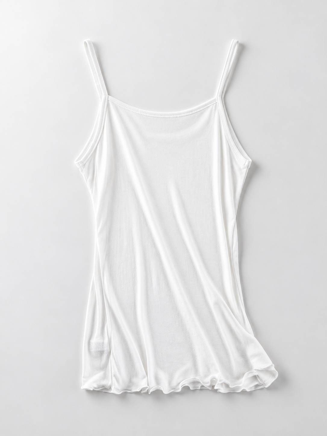 Round Neck Silk Knit Camisole in White