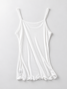 Round Neck Silk Knit Camisole in White