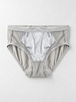 Satin Panel Silk Briefs in Gray Green