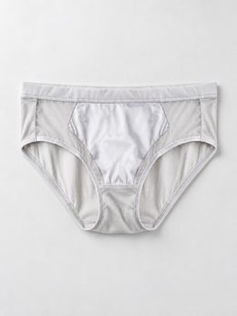Satin Panel Silk Briefs in Light Gray