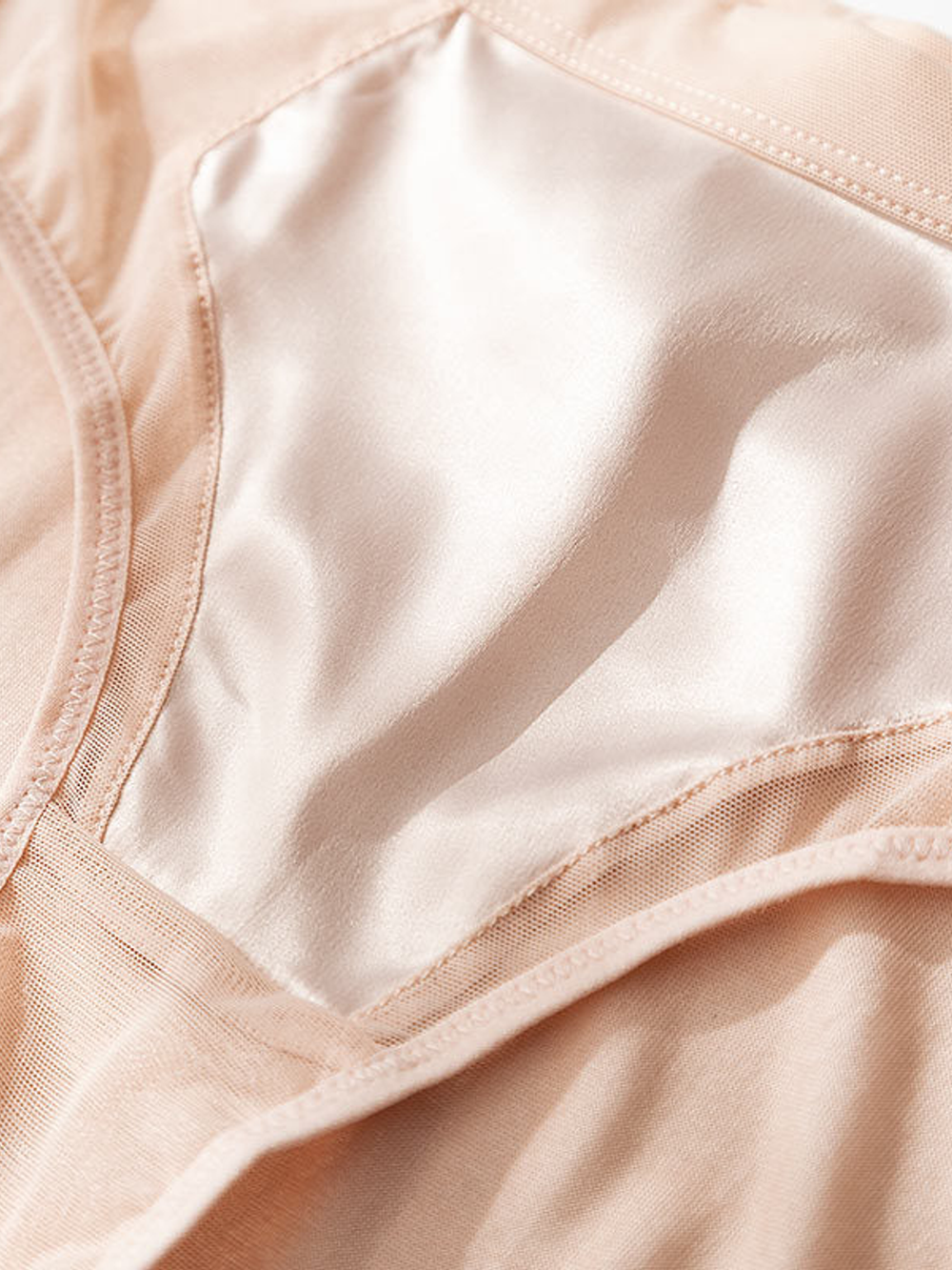 Satin Panel Silk Briefs in Pink